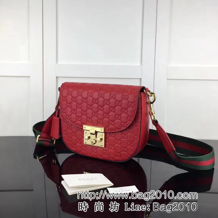 GUCCI古馳原單 新款專櫃品質原單皮質453189 紅壓單肩斜挎包 HY1138